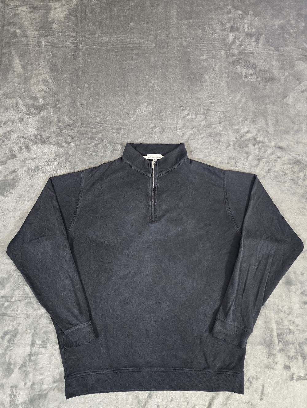 Peter Millar 1/4 Zip Pullover Sweatshirt Sweater Size Large Distressed Faded Blk
